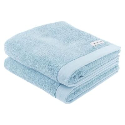 TOM TAILOR Handtuch, 2er Set, 50 x 100 cm, 100% Baumwolle / Frottier, mit Aufhänger und Label mit Logo, COLOR BATH TOWEL Hellblau (Sky Blue) TOM TAILOR Handtuch, 2er Set, 50 x 100 cm, 100% Baumwolle / Frottier, mit Aufhänger und Label mit Logo, COLOR BATH TOWEL Hellblau (Sky Blue)