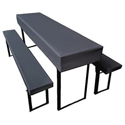 Lemos Home Bierzeltgarnitur Auflage (3er Set) aus 1x Tischdecke und 2X Bierbankhussen. Größe und Farben wählbar. (110 x 60 cm, Anthrazit) Lemos Home Bierzeltgarnitur Auflage (3er Set) aus 1x Tischdecke und 2X Bierbankhussen. Größe und Farben wählbar. (110 x 60 cm, Anthrazit)