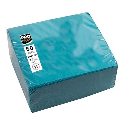 Pro Nappe Pronape – Ref. SV622028I Cocktailservietten, 20 x 20 cm, Mikro-Waffelpapier, Watte, 2-lagig, Türkis, 50 Stück Pro Nappe Pronape – Ref. SV622028I Cocktailservietten, 20 x 20 cm, Mikro-Waffelpapier, Watte, 2-lagig, Türkis, 50 Stück