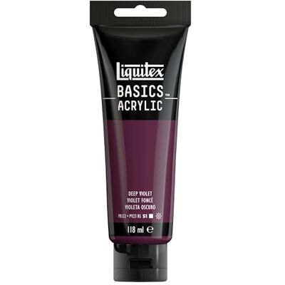 Liquitex 8870011 Basics Acrylfarbe, monopigmentierte Künstlerpigmente, lichtecht, mittlere Viskosität, Archivqualität, seidenglänzender Finish, 118ml Tube Dunkelviolett Liquitex 8870011 Basics Acrylfarbe, monopigmentierte Künstlerpigmente, lichtecht, mittlere Viskosität, Archivqualität, seidenglänzender Finish, 118ml Tube Dunkelviolett