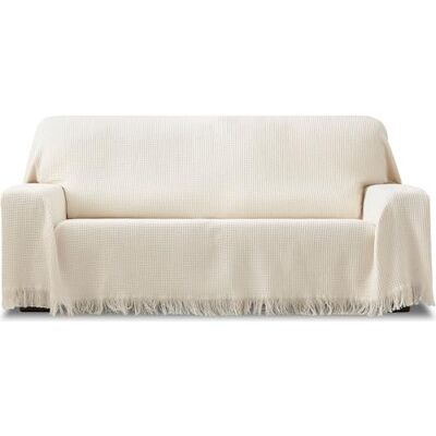 ECOMMERC3 Mehrzweck-Überwurf, wendbar, Größe 180 x 260 cm, Jacquard-Stoff, mit Fransen, naturfarben, ideal für Sofa oder Bett, atmungsaktiv und weich, Ekrü ECOMMERC3 Mehrzweck-Überwurf, wendbar, Größe 180 x 260 cm, Jacquard-Stoff, mit Fransen, naturfarben, ideal für Sofa oder Bett, atmungsaktiv und weich, Ekrü