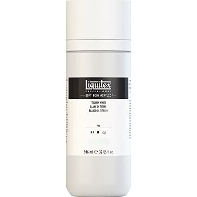 Liquitex 1946432 Professional Acrylfarbe Soft Body Künstlerfarbe in cremiger deckender Konsistenz, hohe Pigmentierung, lichtecht & alterungsbeständig, 946ml Flasche Titanweiß Liquitex 1946432 Professional Acrylfarbe Soft Body Künstlerfarbe in cremiger deckender Konsistenz, hohe Pigmentierung, lichtecht & alterungsbeständig, 946ml Flasche Titanweiß