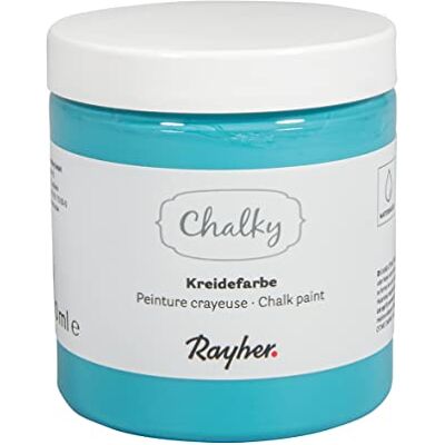 Rayher Chalky, Kreidefarbe auf Wasserbasis, blaugrün, für Shabby-Chic, Vintage- und Landhaus-Stil-Looks, Dose 230 ml, 35048407 Rayher Chalky, Kreidefarbe auf Wasserbasis, blaugrün, für Shabby-Chic, Vintage- und Landhaus-Stil-Looks, Dose 230 ml, 35048407