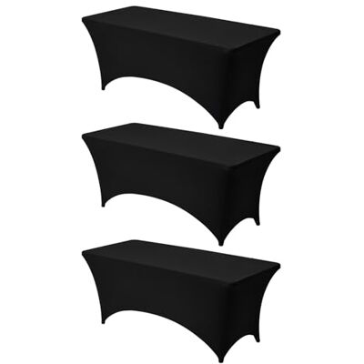 VEVOR 3 x Stretch Spandex Tischdecke Tischwäsche (rechteckig) geeignet für 1829 mm Tische, waschbarer knitterfreier Tischdeckenschutz, Tischtuch für Partys Hochzeiten Bankette Festivals, Schwarz VEVOR 3 x Stretch Spandex Tischdecke Tischwäsche (rechteckig) geeignet für 1829 mm Tische, waschbarer knitterfreier Tischdeckenschutz, Tischtuch für Partys Hochzeiten Bankette Festivals, Schwarz