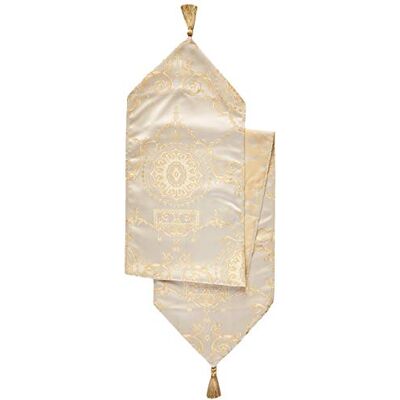 Violet Linen Prestige Damask Tischläufer, beige, 13" x 70 Violet Linen Prestige Damask Tischläufer, beige, 13" x 70