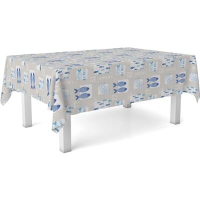 ECOMMERC3 Fleckabweisende Tischdecke für rechteckigen Tisch, Größe 200x140 cm Schmutzabweisende Tischdecke, extra weich und wasserdicht, Fish ECOMMERC3 Fleckabweisende Tischdecke für rechteckigen Tisch, Größe 200x140 cm Schmutzabweisende Tischdecke, extra weich und wasserdicht, Fish