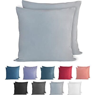 Komfortec 100% Baumwolle Kissenbezüge 2er Set Superweicher Premium Jersey Kopfkissenbezug 150 g/m² Kissenhülle Grau 40 x 40 cm Komfortec 100% Baumwolle Kissenbezüge 2er Set Superweicher Premium Jersey Kopfkissenbezug 150 g/m² Kissenhülle Grau 40 x 40 cm