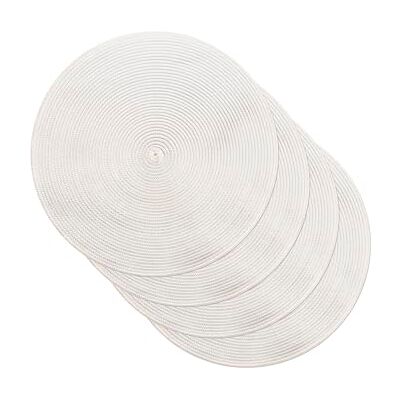 Venilia Tischset Creme Rund, Platzset für Esszimmer, Esstischmatten, Telleruntersetzer, Platzdeckchen, gewebt, lebensmittelecht, 38 cm, 4 Stück, 59122 Venilia Tischset Creme Rund, Platzset für Esszimmer, Esstischmatten, Telleruntersetzer, Platzdeckchen, gewebt, lebensmittelecht, 38 cm, 4 Stück, 59122