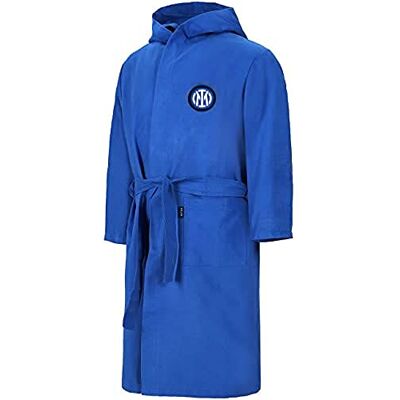 Inter , Bademantel aus Mikrofaser, einfarbig, Blau, aufgebrachtes Logo, platzsparend, offizielles Produkt Inter , Bademantel aus Mikrofaser, einfarbig, Blau, aufgebrachtes Logo, platzsparend, offizielles Produkt