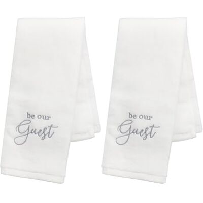 AuldHome Design Gästehandtücher (2 Stück, Weiß mit Grau); Monogrammierte Handtücher AuldHome Design Gästehandtücher (2 Stück, Weiß mit Grau); Monogrammierte Handtücher