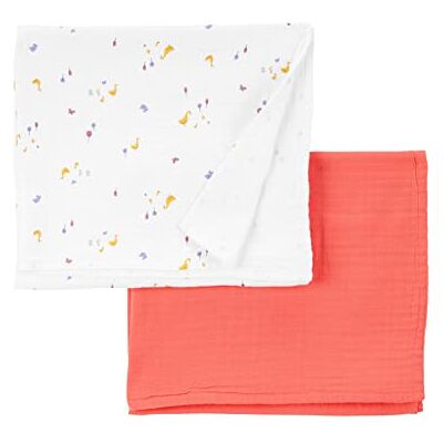 Simple Joys by Carter's Neutral's Baumwoll-Gaze-Decke, Pfirsich/Elfenbein-Ente, OSZ, 2er-Pack, Orange/weiße Enten, One Size Simple Joys by Carter's Neutral's Baumwoll-Gaze-Decke, Pfirsich/Elfenbein-Ente, OSZ, 2er-Pack, Orange/weiße Enten, One Size