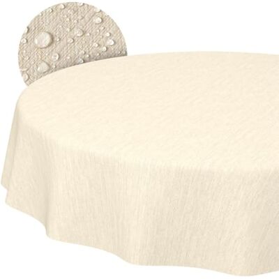 ANRO Tischdecke abwaschbar Wachstuch Wachstuchtischdecke Gartentischdecke Leinen-Optik Pflegeleicht Wasserabweisend 140cm (Rund) Creme Schnittkante ANRO Tischdecke abwaschbar Wachstuch Wachstuchtischdecke Gartentischdecke Leinen-Optik Pflegeleicht Wasserabweisend 140cm (Rund) Creme Schnittkante
