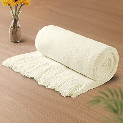 Vonty Elfenbeinfarbene weiße Strickdecke mit Quasten, Fransen, 127 x 152,4 cm, superweiche Strickdecke, Bauernhaus-dekorative leichte Decke für Couch, Sofa, Bett Vonty Elfenbeinfarbene weiße Strickdecke mit Quasten, Fransen, 127 x 152,4 cm, superweiche Strickdecke, Bauernhaus-dekorative leichte Decke für Couch, Sofa, Bett