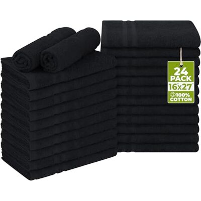 Utopia Towels Bleichfeste Salon Handtücher aus Baumwolle (24er-Packung, Schwarz, 41 x 69 Zentimeter) Bleichfestes Gym Handtuch Utopia Towels Bleichfeste Salon Handtücher aus Baumwolle (24er-Packung, Schwarz, 41 x 69 Zentimeter) Bleichfestes Gym Handtuch