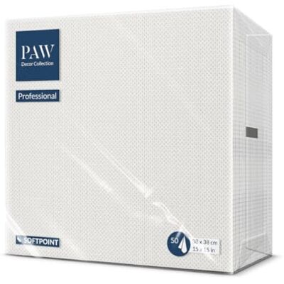PAW Decor Collection PAW Soft Point Servietten (38 x 38 cm) 50 Stück Gastroservietten Weich und robust Ideal für den täglichen Gebrauch, Kneipen und Cafés Einfarbig Weiß PAW Decor Collection PAW Soft Point Servietten (38 x 38 cm) 50 Stück Gastroservietten Weich und robust Ideal für den täglichen Gebrauch, Kneipen und Cafés Einfarbig Weiß