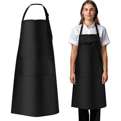 Cheerhom 2 Schürze, Kochschürze für Herren und Damen, schwarze Grillschürzen mit verstellbaren Nackenbändern & 2 geräumigen Taschen, wasserdichte Schürzen für Köche, BBQ, Malerei, Backen, Kochen. Cheerhom 2 Schürze, Kochschürze für Herren und Damen, schwarze Grillschürzen mit verstellbaren Nackenbändern & 2 geräumigen Taschen, wasserdichte Schürzen für Köche, BBQ, Malerei, Backen, Kochen.