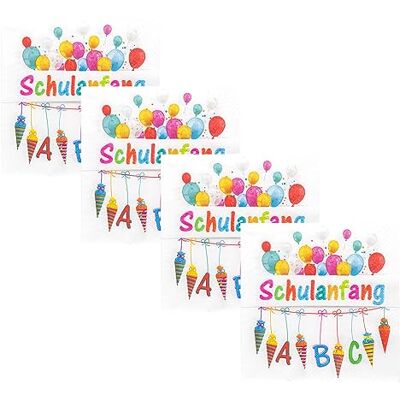 Idena 50066-4 Servietten Schulanfang im Set, 4 x 20 Stück, 3-lagig, 33 x 33 cm, Deko Einschulung Idena 50066-4 Servietten Schulanfang im Set, 4 x 20 Stück, 3-lagig, 33 x 33 cm, Deko Einschulung