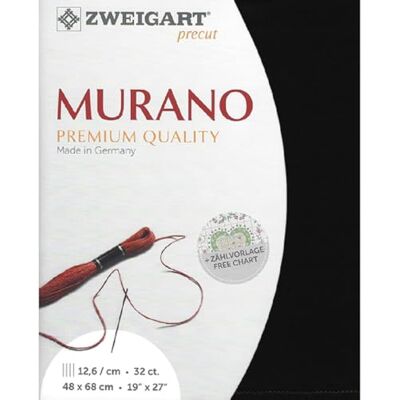 Zweigart Zählstoff MURANO Precut 32 ct. 3984 Farbe 720 schwarz, Handarbeitsstoff für Stickerei 48x68 cm Zweigart Zählstoff MURANO Precut 32 ct. 3984 Farbe 720 schwarz, Handarbeitsstoff für Stickerei 48x68 cm