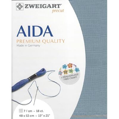 Zweigart AIDA precut 18 ct. Fein-Aida 3793 Farbe 5020 dunkel blaugrau, Handarbeitsstoff für Kreuzstich 48x53cm Zweigart AIDA precut 18 ct. Fein-Aida 3793 Farbe 5020 dunkel blaugrau, Handarbeitsstoff für Kreuzstich 48x53cm