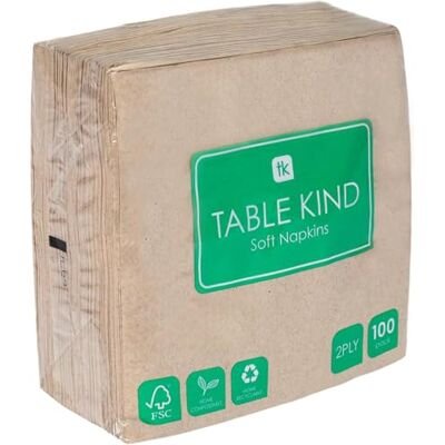 Talking Tables Table Kind 100 Großpackung weiche Recycling-Papierservietten, braune Einweg-Party-Servietten, alltagstauglich, umweltfreundlich, Kraft, ungebleicht, kompostierbar, Made in EU, 2lagig, 33cm Talking Tables Table Kind 100 Großpackung weiche Recycling-Papierservietten, braune Einweg-Party-Servietten, alltagstauglich, umweltfreundlich, Kraft, ungebleicht, kompostierbar, Made in EU, 2lagig, 33cm