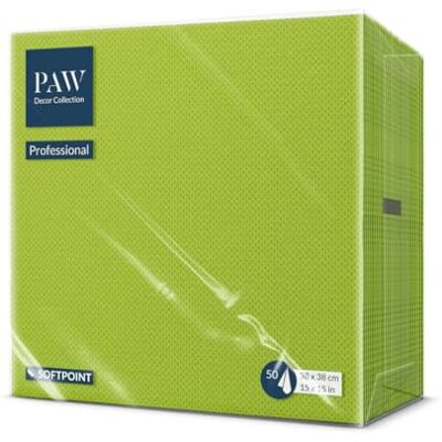 PAW Decor Collection PAW Soft Point Servietten (38 x 38 cm) 50 Stuck Gastroservietten Weich wie Stoff, stabil wie Papier Lebensmittelecht Unifarben Anisgrün PAW Decor Collection PAW Soft Point Servietten (38 x 38 cm) 50 Stuck Gastroservietten Weich wie Stoff, stabil wie Papier Lebensmittelecht Unifarben Anisgrün