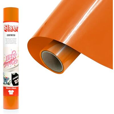 SISER EcoStretch Orange, 30cm x 0,5m, elastisches Thermotransfer-Vinyl zur Personalisierung von Stoffen und Sportbekleidung, leicht zu schneiden SISER EcoStretch Orange, 30cm x 0,5m, elastisches Thermotransfer-Vinyl zur Personalisierung von Stoffen und Sportbekleidung, leicht zu schneiden