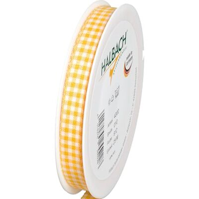 Halbach Seidenbänder Premium Vichy Karo Geschenkband (gelb) Breite 10mm Länge 25m Karoband made in Germany kariertes Schleifenband in vielen Farben Halbach Seidenbänder Premium Vichy Karo Geschenkband (gelb) Breite 10mm Länge 25m Karoband made in Germany kariertes Schleifenband in vielen Farben