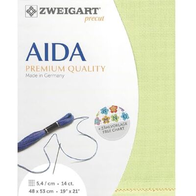 Zweigart AIDA Precut 14 ct. Stern-Aida 3706 Farbe 6122 lime, Handarbeitsstoff für Kreuzstich 48x53 cm Zweigart AIDA Precut 14 ct. Stern-Aida 3706 Farbe 6122 lime, Handarbeitsstoff für Kreuzstich 48x53 cm