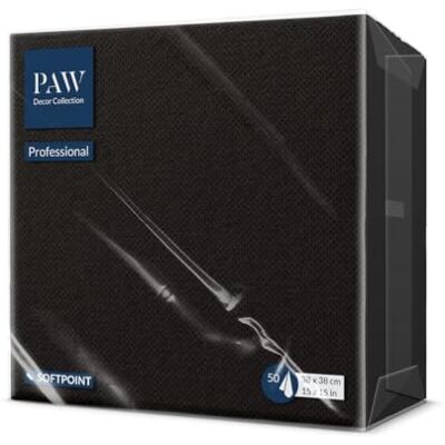 PAW Decor Collection PAW Soft Point Servietten (38 x 38 cm) 50 Stück Gastroservietten Weich und robust Ideal für den täglichen Gebrauch, Kneipen und Cafés Einfarbig Schwarz PAW Decor Collection PAW Soft Point Servietten (38 x 38 cm) 50 Stück Gastroservietten Weich und robust Ideal für den täglichen Gebrauch, Kneipen und Cafés Einfarbig Schwarz