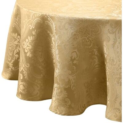 Elrene Caiden Elegance Damast-Tischdecke, Polyester, Gold, 70" (Round) Elrene Caiden Elegance Damast-Tischdecke, Polyester, Gold, 70" (Round)