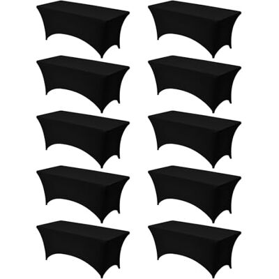 VEVOR 10 x Stretch Spandex Tischdecke Tischwäsche (rechteckig) geeignet für 1829 mm Tische, waschbarer knitterfreier Tischdeckenschutz Tischtuch für Partys Hochzeiten Bankette Festivals, Schwarz VEVOR 10 x Stretch Spandex Tischdecke Tischwäsche (rechteckig) geeignet für 1829 mm Tische, waschbarer knitterfreier Tischdeckenschutz Tischtuch für Partys Hochzeiten Bankette Festivals, Schwarz