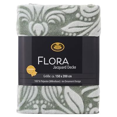 Gözze Jacquard Decke Flora, Wohndecke mit eleganter Ornamentik, Kuscheldecke in Hoch-Tief-Optik, 150 x 200 cm Salbei Gözze Jacquard Decke Flora, Wohndecke mit eleganter Ornamentik, Kuscheldecke in Hoch-Tief-Optik, 150 x 200 cm Salbei