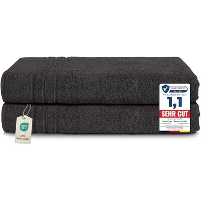 Komfortec 2er Saunahandtuch Set 80x200 cm, Große Saunatücher aus 100% Baumwolle, Sauna Handtücher, Flauschig und Saugstark, Schnelltrocknend, Schwarz Komfortec 2er Saunahandtuch Set 80x200 cm, Große Saunatücher aus 100% Baumwolle, Sauna Handtücher, Flauschig und Saugstark, Schnelltrocknend, Schwarz