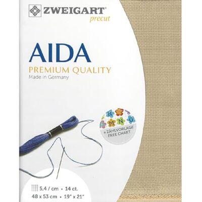 Zweigart AIDA precut 14 ct. Stern-Aida 3706 Farbe 309 beige, Handarbeitsstoff für Kreuzstich 48x53cm, Cappuccino Zweigart AIDA precut 14 ct. Stern-Aida 3706 Farbe 309 beige, Handarbeitsstoff für Kreuzstich 48x53cm, Cappuccino