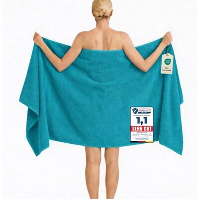 Komfortec Badetuch 100x200 cm aus 100% Baumwolle, XXL Saunatuch, Großes Duschtuch, Weich & Saugstark, Türkis Komfortec Badetuch 100x200 cm aus 100% Baumwolle, XXL Saunatuch, Großes Duschtuch, Weich & Saugstark, Türkis