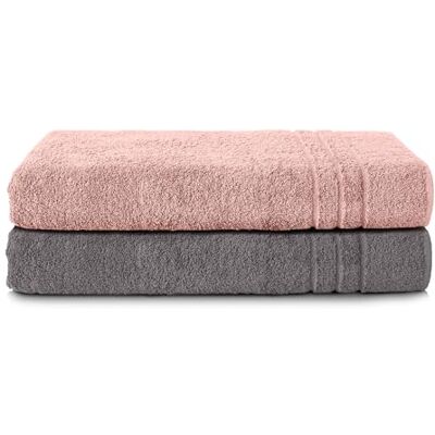 Komfortec 2er Saunatuch Set 70x200 cm aus 100% Baumwolle, XXL-Saunatücher, Sauna Handtuch, Weich, Groß, Frottee, Schnelltrocknend, Anthrazit Grau/Blütenrosa Komfortec 2er Saunatuch Set 70x200 cm aus 100% Baumwolle, XXL-Saunatücher, Sauna Handtuch, Weich, Groß, Frottee, Schnelltrocknend, Anthrazit Grau/Blütenrosa