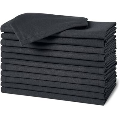 Amazon Basics Wiederverwendbare schmutzabweisende und knitterfreie Stoffservietten, 12er-Pack, 43 x 43 cm, Schwarz Amazon Basics Wiederverwendbare schmutzabweisende und knitterfreie Stoffservietten, 12er-Pack, 43 x 43 cm, Schwarz