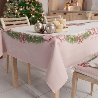 PETTI Artigiani Italiani Petti Weihnachtstischdecke Tischdecke 140 x 140 cm, quadratisch, schmutzabweisend & fleckenabweisend, Pflegeleichte Mikrofaser mit Motiv Rosa Federschleife, ideal für Advent & Weihnachten PETTI Artigiani Italiani Petti Weihnachtstischdecke Tischdecke 140 x 140 cm, quadratisch, schmutzabweisend & fleckenabweisend, Pflegeleichte Mikrofaser mit Motiv Rosa Federschleife, ideal für Advent & Weihnachten