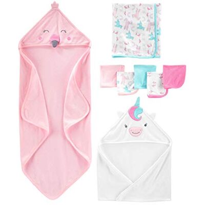 Simple Joys by Carter's Baby Mädchen 8-teiliges Handtuch- und Waschlappen-Set, Rosa Flamingo/Weiß Einhorn, Einheitsgröße Simple Joys by Carter's Baby Mädchen 8-teiliges Handtuch- und Waschlappen-Set, Rosa Flamingo/Weiß Einhorn, Einheitsgröße