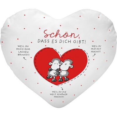 Sheepworld Plüschkissen mit Motiv Weil Herzkissen, 30 cm x 28 cm, Polyester Liebe, Valentinstag, Geschenkidee 74464 Sheepworld Plüschkissen mit Motiv Weil Herzkissen, 30 cm x 28 cm, Polyester Liebe, Valentinstag, Geschenkidee 74464