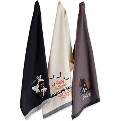 DII Embellished Dishtowel Set, Cotton, Yikes, 18x28 DII Embellished Dishtowel Set, Cotton, Yikes, 18x28