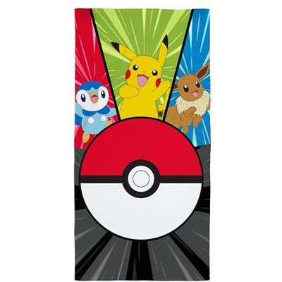 Pokémon Handtuch für Kinder super weiche Haptik, einfarbiges Motiv mit Pikachu, Pokeball perfekt für Zuhause, Bad, Strand und Pool Einheitsgröße 70 cm x 140 cm Pokémon Handtuch für Kinder super weiche Haptik, einfarbiges Motiv mit Pikachu, Pokeball perfekt für Zuhause, Bad, Strand und Pool Einheitsgröße 70 cm x 140 cm