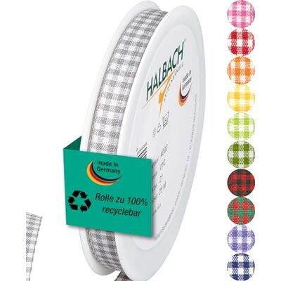 Halbach Seidenbänder Premium Vichy Karo Geschenkband (grau) Breite 10mm Länge 25m Karoband made in Germany kariertes Schleifenband in vielen Farben Halbach Seidenbänder Premium Vichy Karo Geschenkband (grau) Breite 10mm Länge 25m Karoband made in Germany kariertes Schleifenband in vielen Farben