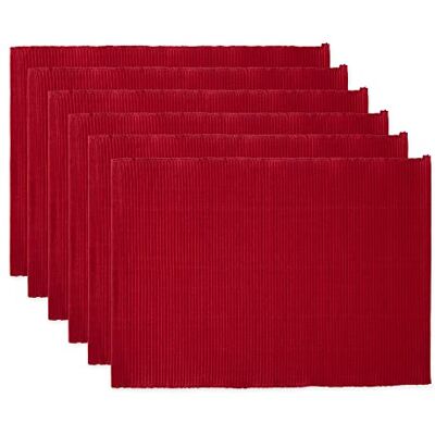 DII Basic Everyday Gerippte Tischset 100% Baumwolle Tischset 13x19 Kardinalrot 6-teilig DII Basic Everyday Gerippte Tischset 100% Baumwolle Tischset 13x19 Kardinalrot 6-teilig