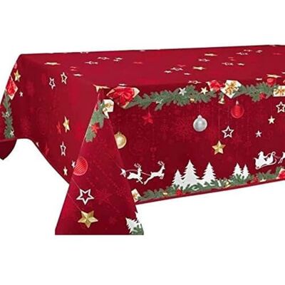 MONRIKON Le linge de Jules Tischdecke Fleckabweisende Weihnachten Rot Rechteckig 150 x 300 cm MONRIKON Le linge de Jules Tischdecke Fleckabweisende Weihnachten Rot Rechteckig 150 x 300 cm