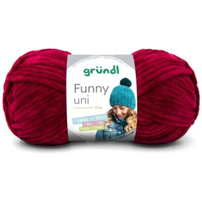 Gründl Wolle Funny uni Chenille Wolle 1 Knäuel 100 g, Bordeaux Gründl Wolle Funny uni Chenille Wolle 1 Knäuel 100 g, Bordeaux