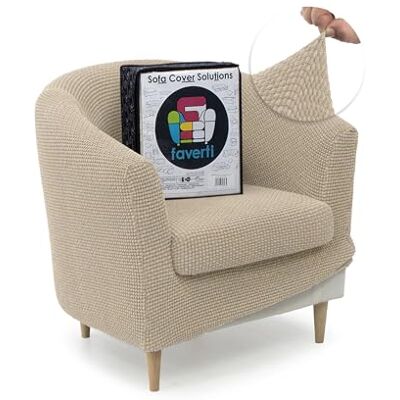 FAVERTI Super elastischer Club-Sesselbezug mit Sitzbezug, kompatibel mit den Sesseln von IKEA TULLSTA und Bakla, Modell Nove, Beige, hochwertiger Jacquard-Stoff, Baumwollgefühl! FAVERTI Super elastischer Club-Sesselbezug mit Sitzbezug, kompatibel mit den Sesseln von IKEA TULLSTA und Bakla, Modell Nove, Beige, hochwertiger Jacquard-Stoff, Baumwollgefühl!