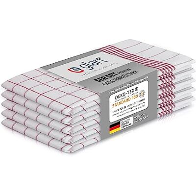 Glart 48KR1 Geschirrtücher 5er Set 50x70 cm rot kariert – 100 % Baumwolle, OEKO-TEX zertifiziert, vorgewaschen, saugstark, waschbar, langlebig, mit Aufhänger, für Haushalt, Küche, Gastronomie, Büro Glart 48KR1 Geschirrtücher 5er Set 50x70 cm rot kariert – 100 % Baumwolle, OEKO-TEX zertifiziert, vorgewaschen, saugstark, waschbar, langlebig, mit Aufhänger, für Haushalt, Küche, Gastronomie, Büro