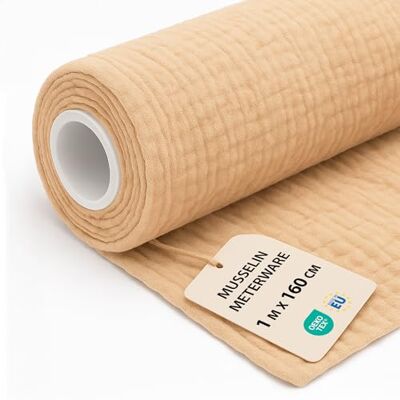 Amazinggirl Musselin Stoff Meterware 1 M x 160 cm Baumwollstoff Stoffe zum Nähen ideal für Bettwäsche Decke Kinder Tuch Tischläufer leichte Baumwolle Fabric Musselinstoff Oeko-Tex-Zertifikat Beige Amazinggirl Musselin Stoff Meterware 1 M x 160 cm Baumwollstoff Stoffe zum Nähen ideal für Bettwäsche Decke Kinder Tuch Tischläufer leichte Baumwolle Fabric Musselinstoff Oeko-Tex-Zertifikat Beige