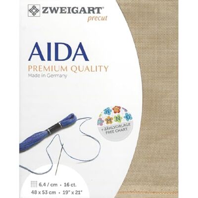 Zweigart AIDA Precut 16 ct. 3251 Farbe 3009 vintage, Handarbeitsstoff für Kreuzstich 48x53 cm Zweigart AIDA Precut 16 ct. 3251 Farbe 3009 vintage, Handarbeitsstoff für Kreuzstich 48x53 cm